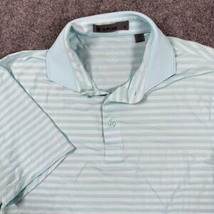 G/FORE Golf Polo Shirt Medium Striped Light Blue Performance Athletic Flaw Men's